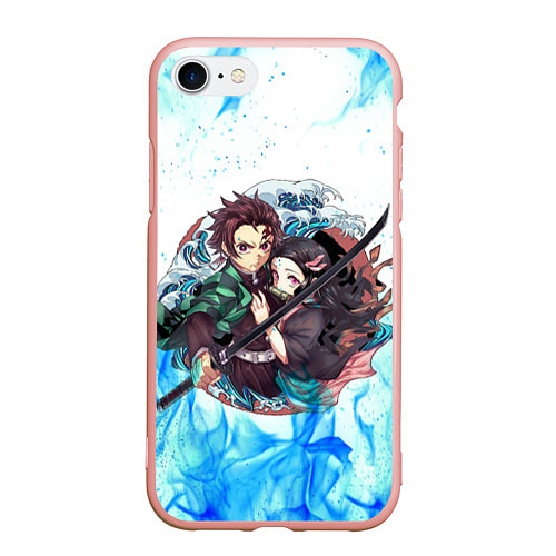 Чехол iPhone 7/8 матовый KIMETSU NO YAIBA / 3D-Светло-розовый – фото 1