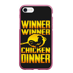 Чехол iPhone 7/8 матовый Winner Chicken Dinner, цвет: 3D-малиновый