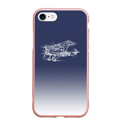 Чехол iPhone 7/8 матовый Биплан, цвет: 3D-светло-розовый