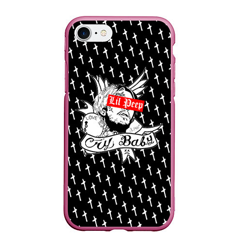 Чехол iPhone 7/8 матовый LiL PEEP / 3D-Малиновый – фото 1