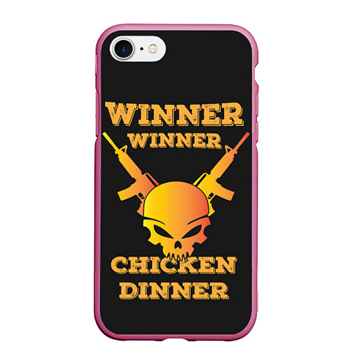 Чехол iPhone 7/8 матовый Winner Chicken Dinner / 3D-Малиновый – фото 1