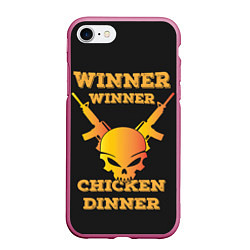 Чехол iPhone 7/8 матовый Winner Chicken Dinner, цвет: 3D-малиновый