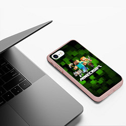 Чехол iPhone 7/8 матовый Minecraft Майнкрафт, цвет: 3D-светло-розовый — фото 2