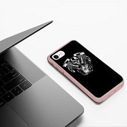 Чехол iPhone 7/8 матовый Движковый череп, цвет: 3D-светло-розовый — фото 2