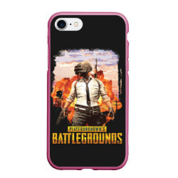 Чехол iPhone 7/8 матовый PUBG, цвет: 3D-малиновый