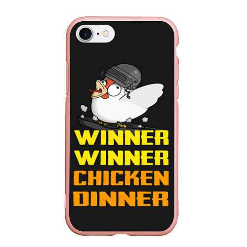 Чехол iPhone 7/8 матовый Winner Chicken Dinner / 3D-Светло-розовый – фото 1