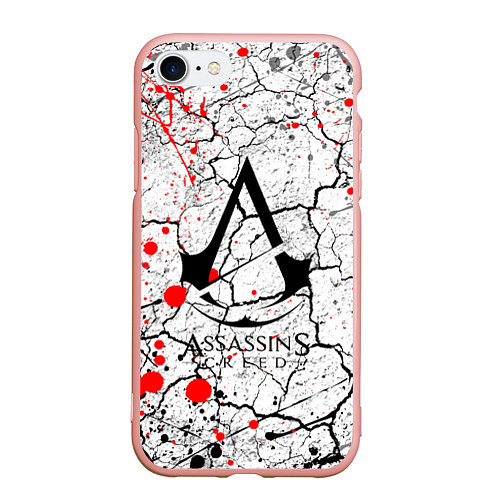 Чехол iPhone 7/8 матовый Ассасин крид с красными каплями / 3D-Светло-розовый – фото 1
