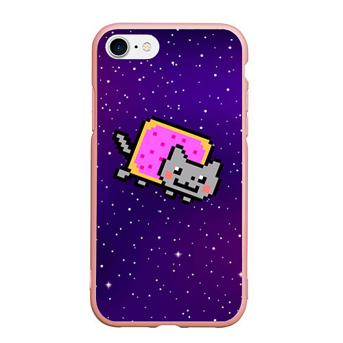 Чехол iPhone 7/8 матовый Nyan Cat / 3D-Светло-розовый – фото 1