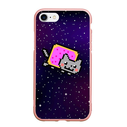 Чехол iPhone 7/8 матовый Nyan Cat / 3D-Светло-розовый – фото 1