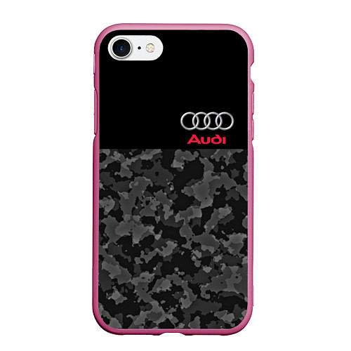 Чехол iPhone 7/8 матовый AUDI / 3D-Малиновый – фото 1