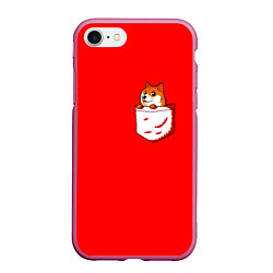 Чехол iPhone 7/8 матовый Карманный Doge, цвет: 3D-малиновый