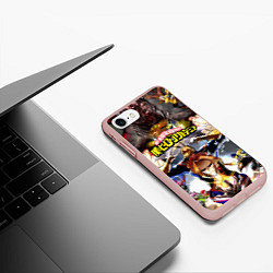 Чехол iPhone 7/8 матовый MY HERO ACADEMIA коллаж из героев, цвет: 3D-светло-розовый — фото 2