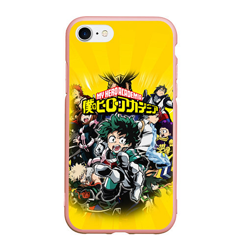 Чехол iPhone 7/8 матовый MY HERO ACADEMIA группа героев / 3D-Светло-розовый – фото 1