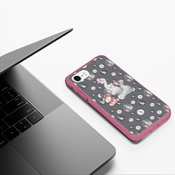 Чехол iPhone 7/8 матовый Слоник, цвет: 3D-малиновый — фото 2