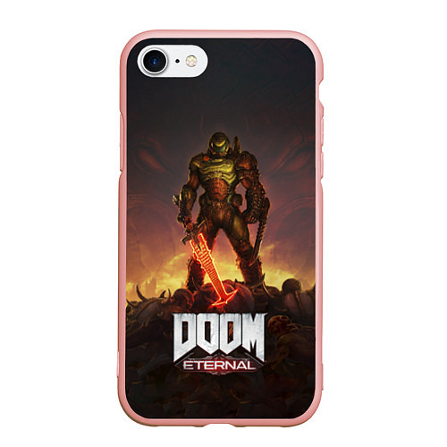 Чехол iPhone 7/8 матовый DOOM ETERNAL / 3D-Светло-розовый – фото 1