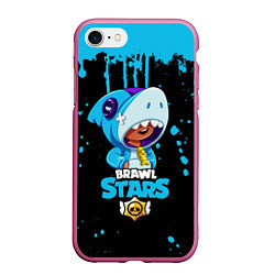 Чехол iPhone 7/8 матовый Brawl Stars Leon Shark, цвет: 3D-малиновый