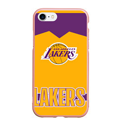 Чехол iPhone 7/8 матовый Los Angeles Lakers, цвет: 3D-светло-розовый