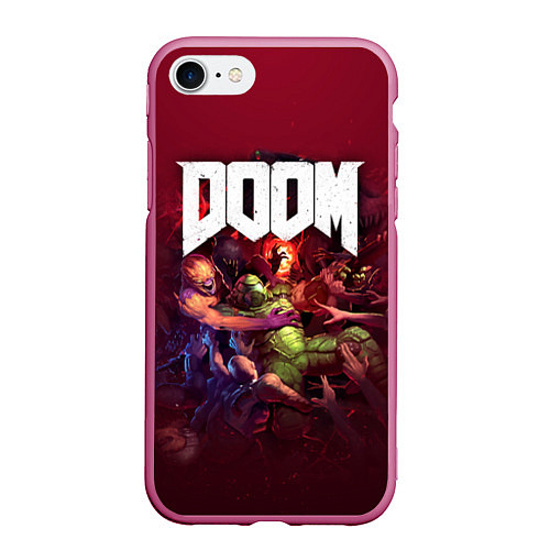 Чехол iPhone 7/8 матовый Doom / 3D-Малиновый – фото 1