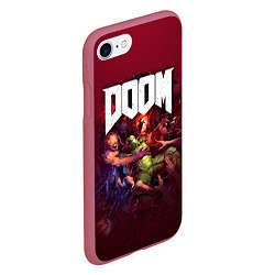 Чехол iPhone 7/8 матовый Doom, цвет: 3D-малиновый — фото 2