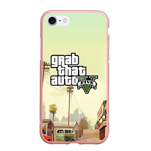 Чехол iPhone 7/8 матовый GTA 5 / 3D-Светло-розовый – фото 1