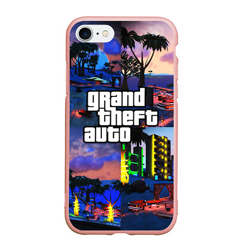 Чехол iPhone 7/8 матовый GTA / 3D-Светло-розовый – фото 1