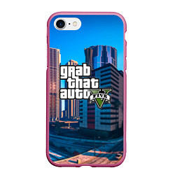 Чехол iPhone 7/8 матовый GTA 5, цвет: 3D-малиновый