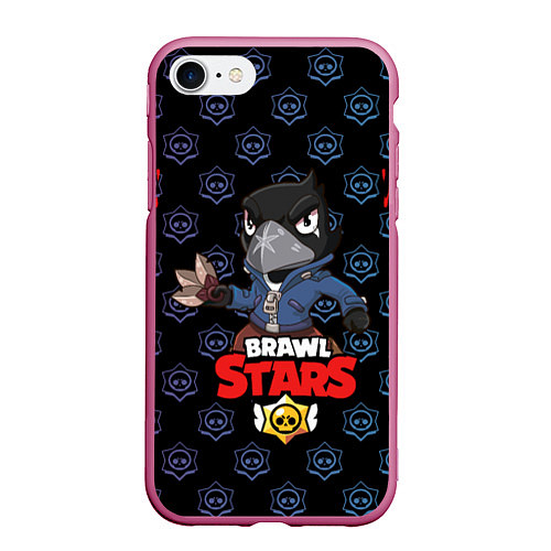 Чехол iPhone 7/8 матовый BRAWL STARS CROW / 3D-Малиновый – фото 1