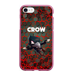 Чехол iPhone 7/8 матовый BRAWL STARS CROW, цвет: 3D-малиновый
