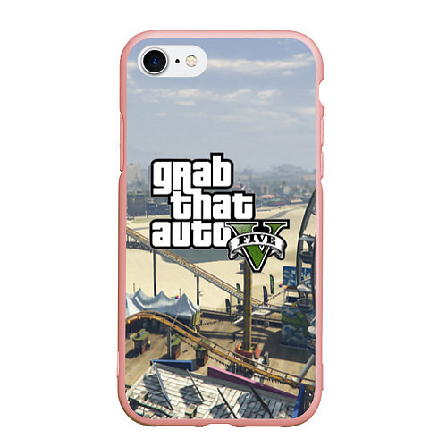 Чехол iPhone 7/8 матовый GTA 5 / 3D-Светло-розовый – фото 1