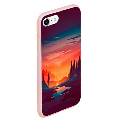 Чехол iPhone 7/8 матовый Minimal forest sunset, цвет: 3D-светло-розовый — фото 2