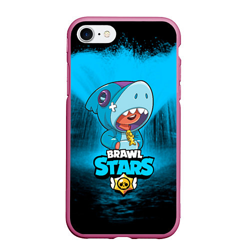 Чехол iPhone 7/8 матовый Brawl stars leon shark / 3D-Малиновый – фото 1