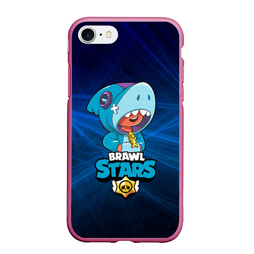 Чехол iPhone 7/8 матовый Brawl stars leon shark / 3D-Малиновый – фото 1