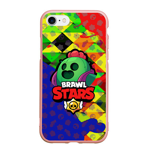 Чехол iPhone 7/8 матовый BRAWL STARS SPIKE / 3D-Светло-розовый – фото 1