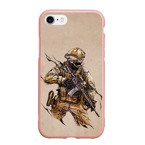 Чехол iPhone 7/8 матовый Военный / 3D-Светло-розовый – фото 1