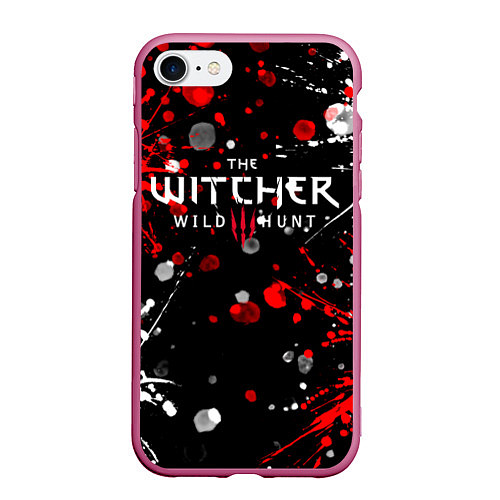 Чехол iPhone 7/8 матовый THE WITCHER / 3D-Малиновый – фото 1