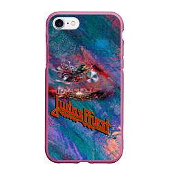 Чехол iPhone 7/8 матовый Judas Priest, цвет: 3D-малиновый