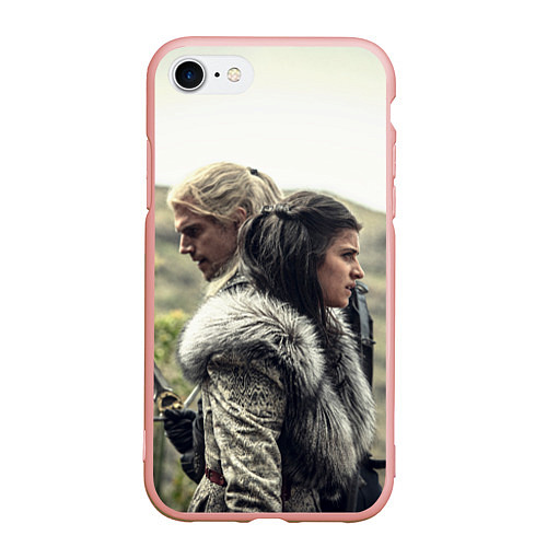 Чехол iPhone 7/8 матовый Ведьмак / 3D-Светло-розовый – фото 1