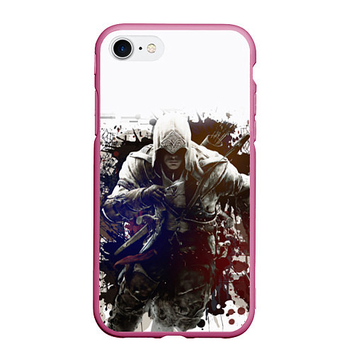 Чехол iPhone 7/8 матовый Assassins Creed / 3D-Малиновый – фото 1