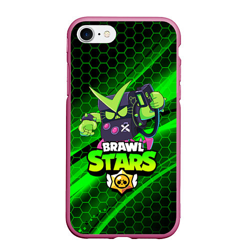 Чехол iPhone 7/8 матовый BRAWL STARS VIRUS 8-BIT / 3D-Малиновый – фото 1