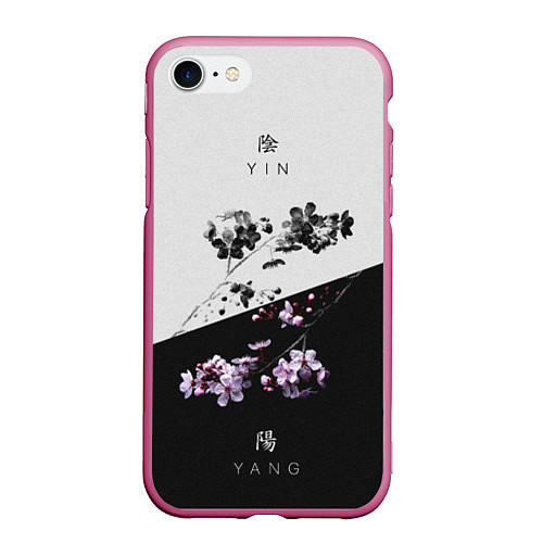 Чехол iPhone 7/8 матовый YinYang / 3D-Малиновый – фото 1