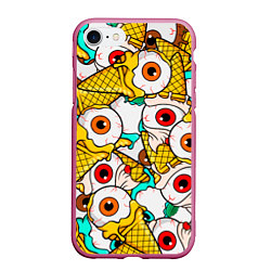 Чехол iPhone 7/8 матовый Морожки с глазами, цвет: 3D-малиновый
