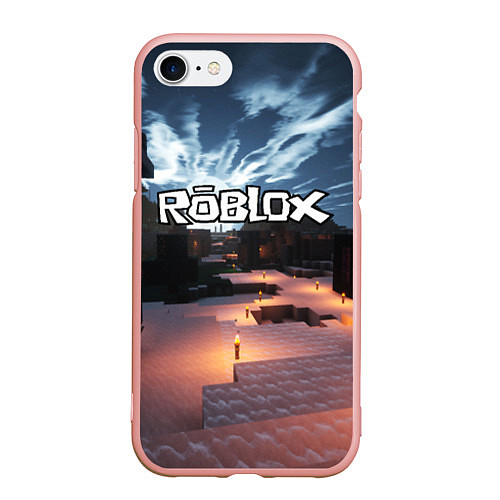 Чехол iPhone 7/8 матовый ROBLOX / 3D-Светло-розовый – фото 1