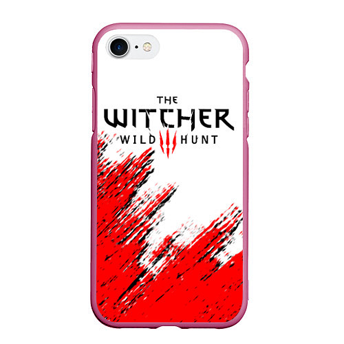 Чехол iPhone 7/8 матовый THE WITCHER / 3D-Малиновый – фото 1