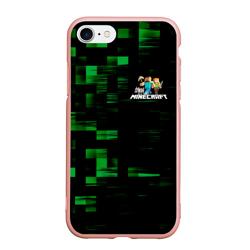 Чехол iPhone 7/8 матовый MINECRAFT / 3D-Светло-розовый – фото 1