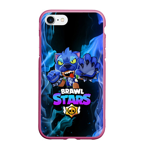 Чехол iPhone 7/8 матовый Brawl Stars LEON / 3D-Малиновый – фото 1