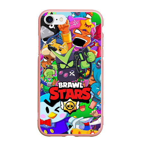 Чехол iPhone 7/8 матовый BRAWL STARS VIRUS 8-BIT / 3D-Светло-розовый – фото 1