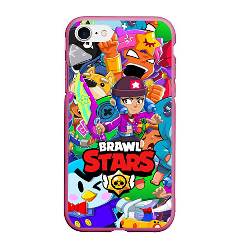 Чехол iPhone 7/8 матовый BRAWL STARS BIBI / 3D-Малиновый – фото 1