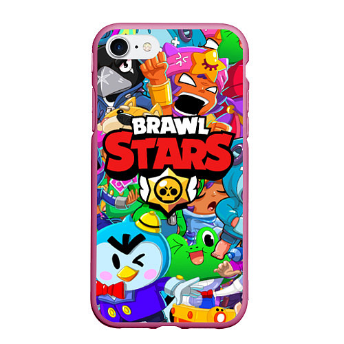 Чехол iPhone 7/8 матовый BRAWL STARS / 3D-Малиновый – фото 1