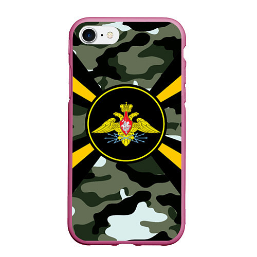 Чехол iPhone 7/8 матовый Войска связи / 3D-Малиновый – фото 1