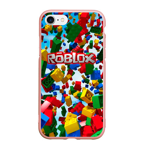 Чехол iPhone 7/8 матовый Roblox Cubes / 3D-Светло-розовый – фото 1